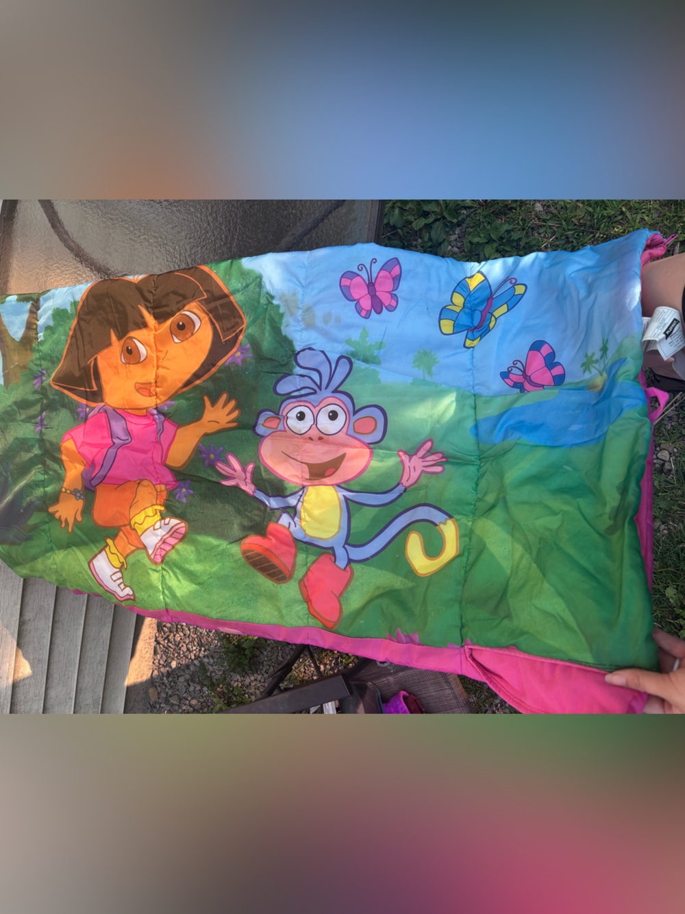 Dora the Explorer Kids Pink & Green Sleeping Bag - Cartoon Character Design